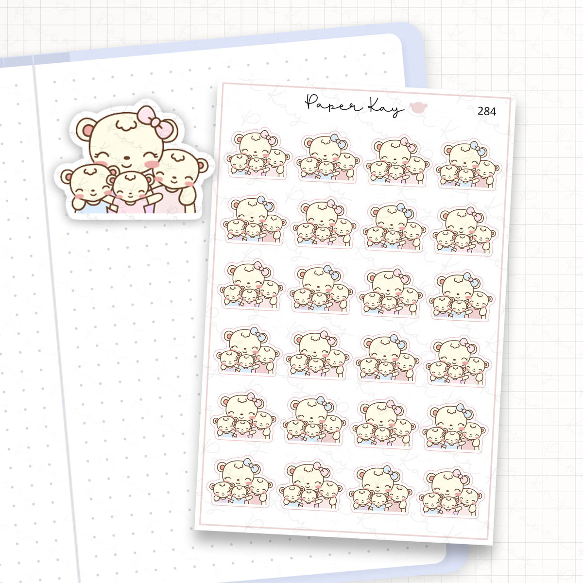 Mama Bear and Cubs Sticker Sheet