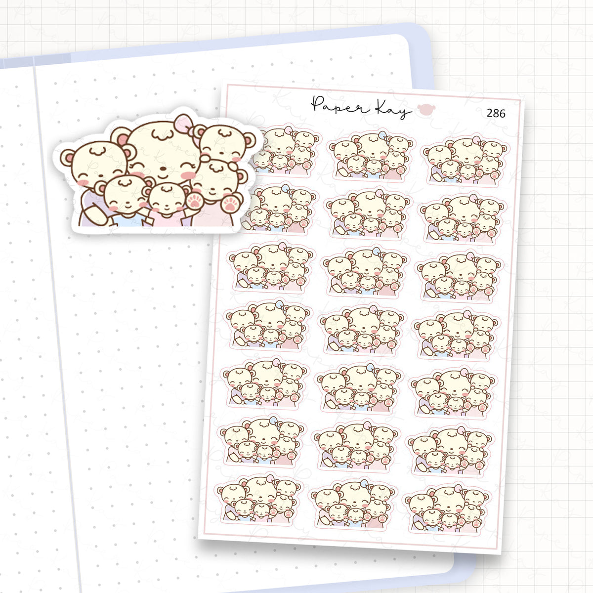 Mama Bear and Cubs Sticker Sheet