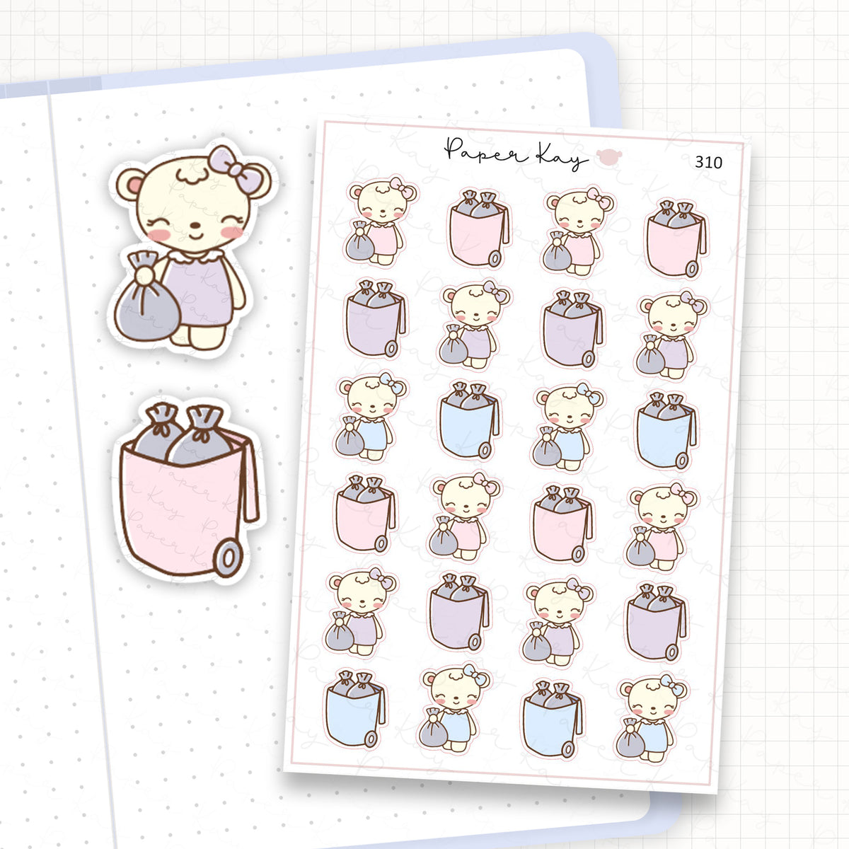Rubbish Bin Sticker Sheet