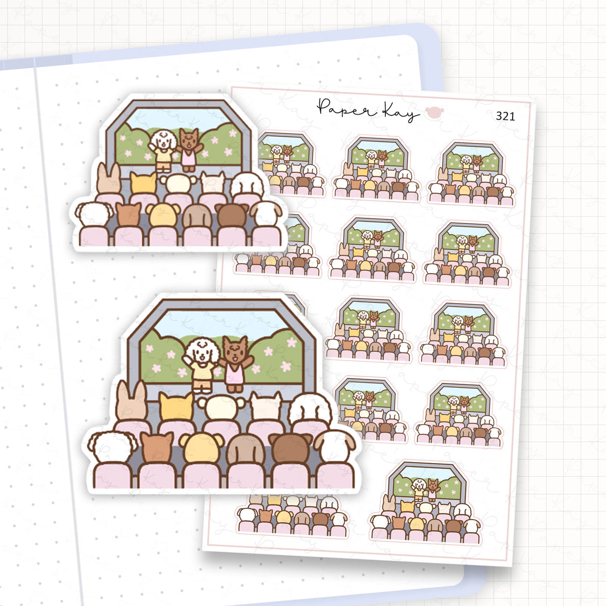 Zoomed in image of the doodles from a character planner sticker sheet.