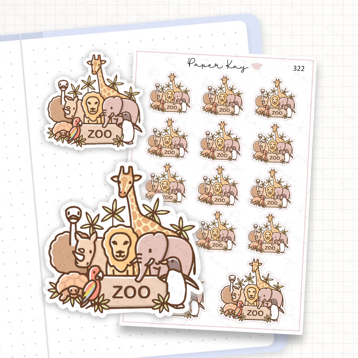 Zoomed in image of the doodles from a character planner sticker sheet.