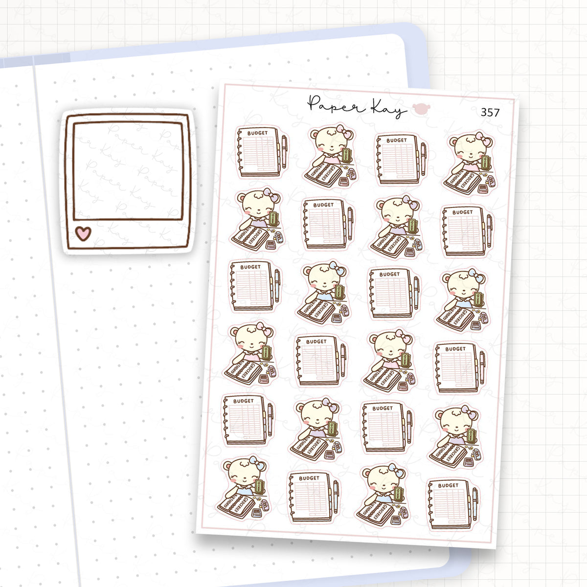 Zoomed in image of the doodles from a character planner sticker sheet.
