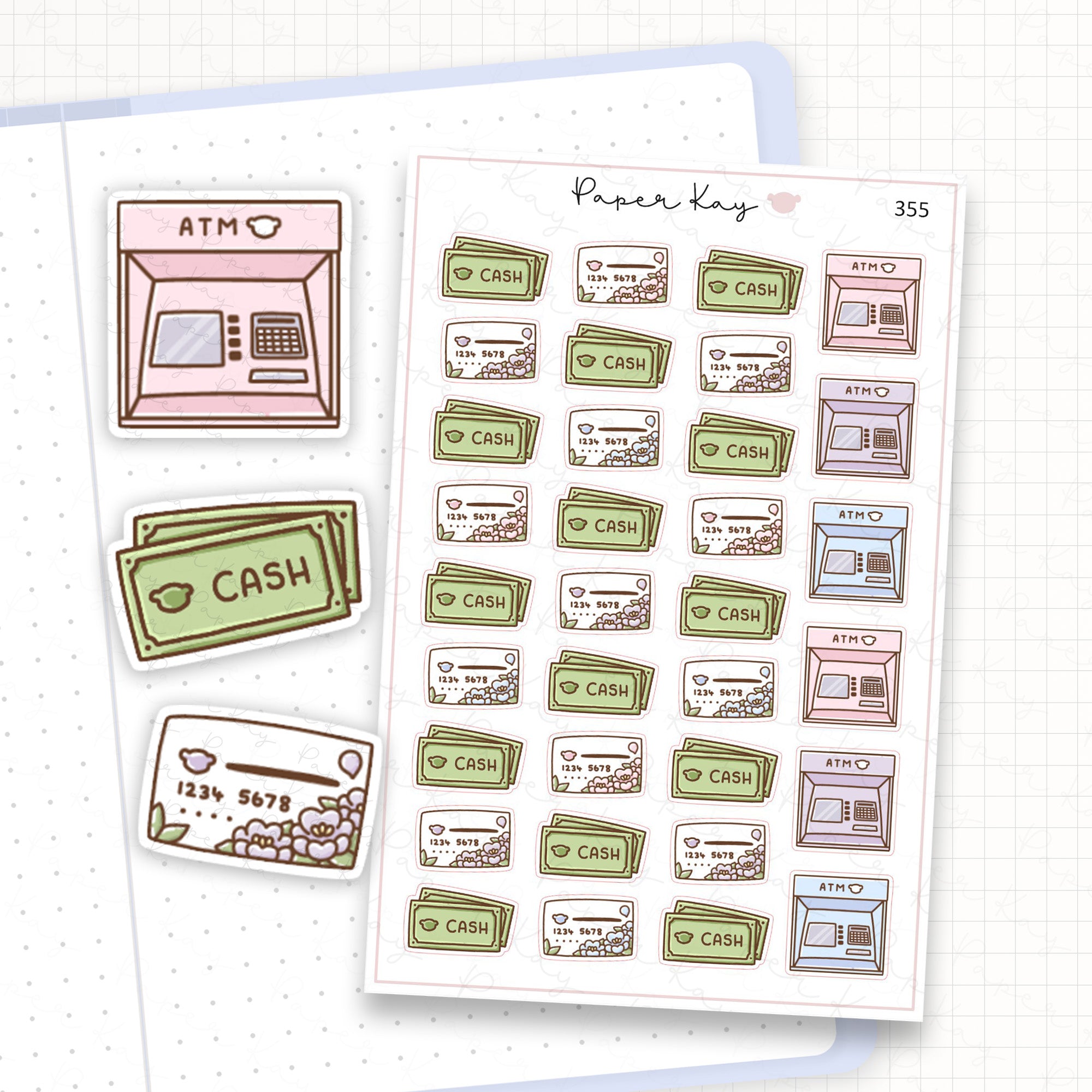 Zoomed in image of the doodles from a character planner sticker sheet.