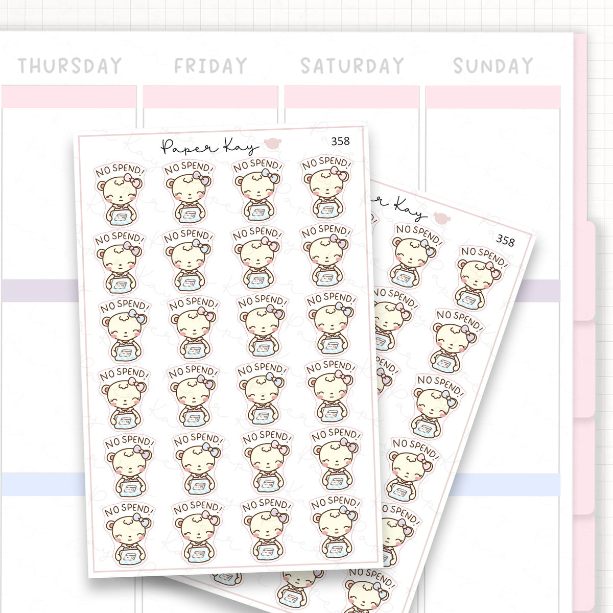 No Spend Sticker Sheet
