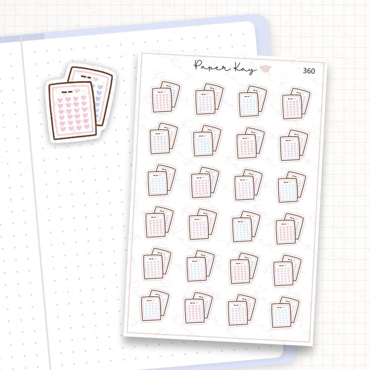 Zoomed in image of the doodles from a character planner sticker sheet.
