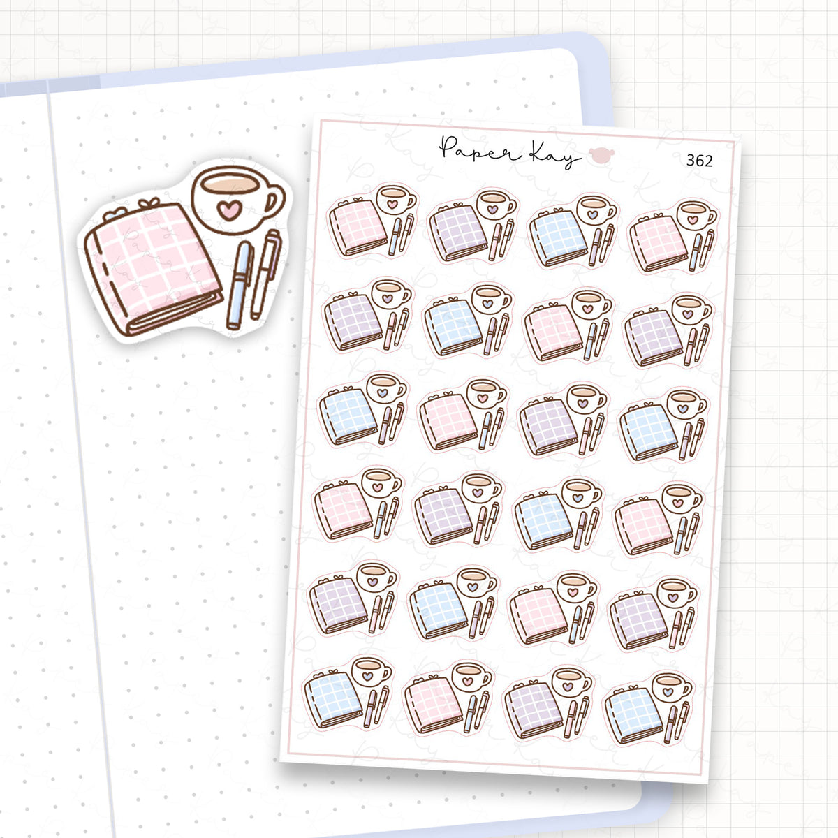 Zoomed in image of the doodles from a character planner sticker sheet.