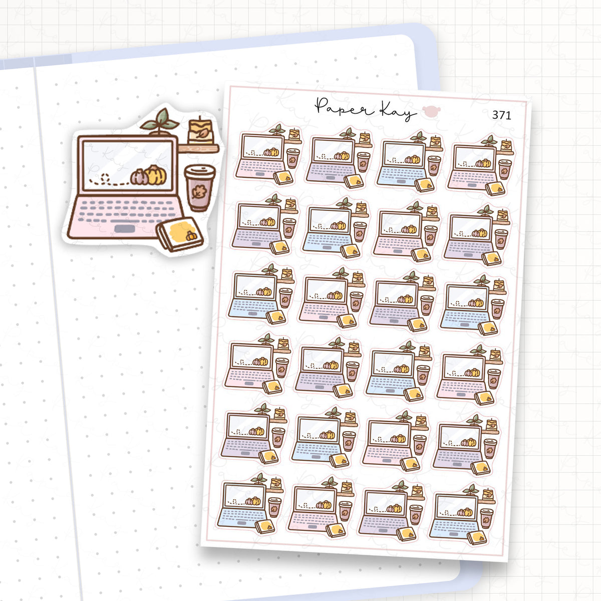 Zoomed in image of the doodles from a character planner sticker sheet.