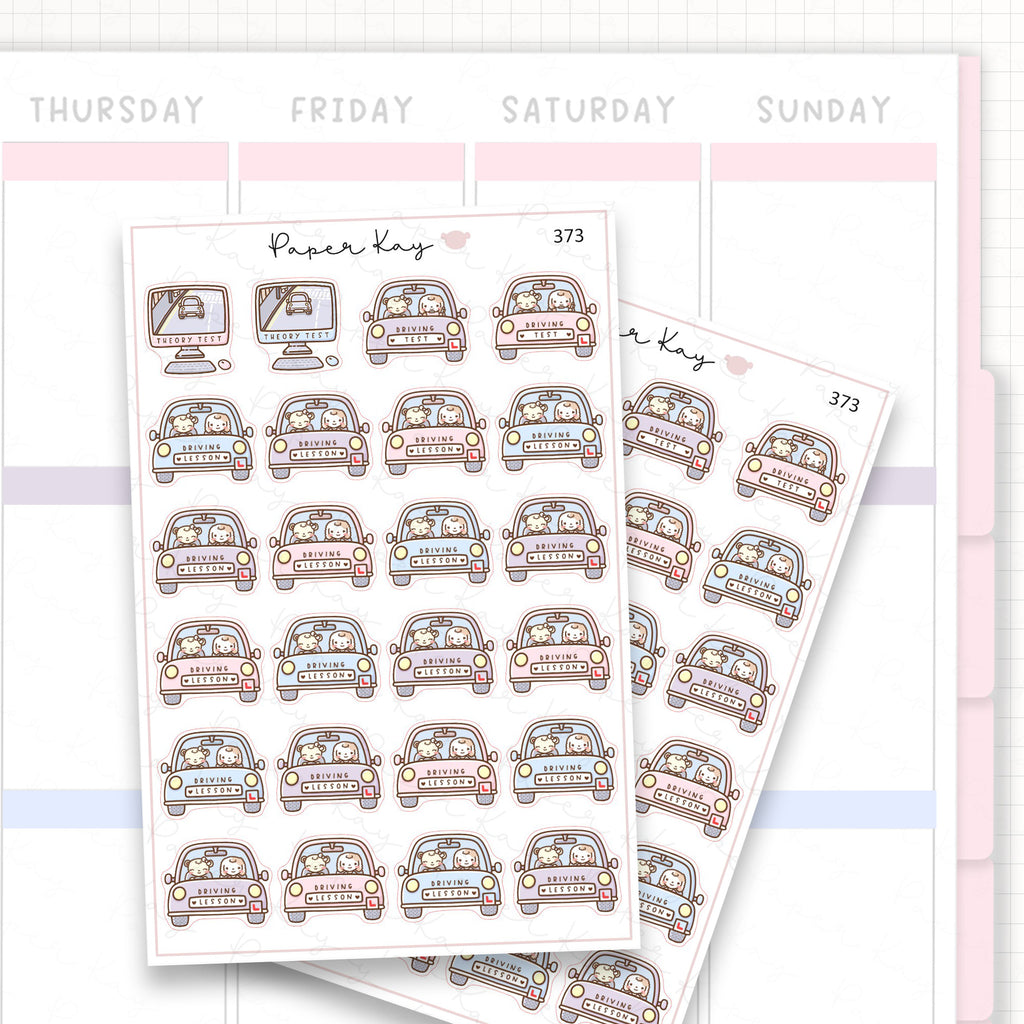 Driving Lesson/Test/Theory Test Sticker Sheet