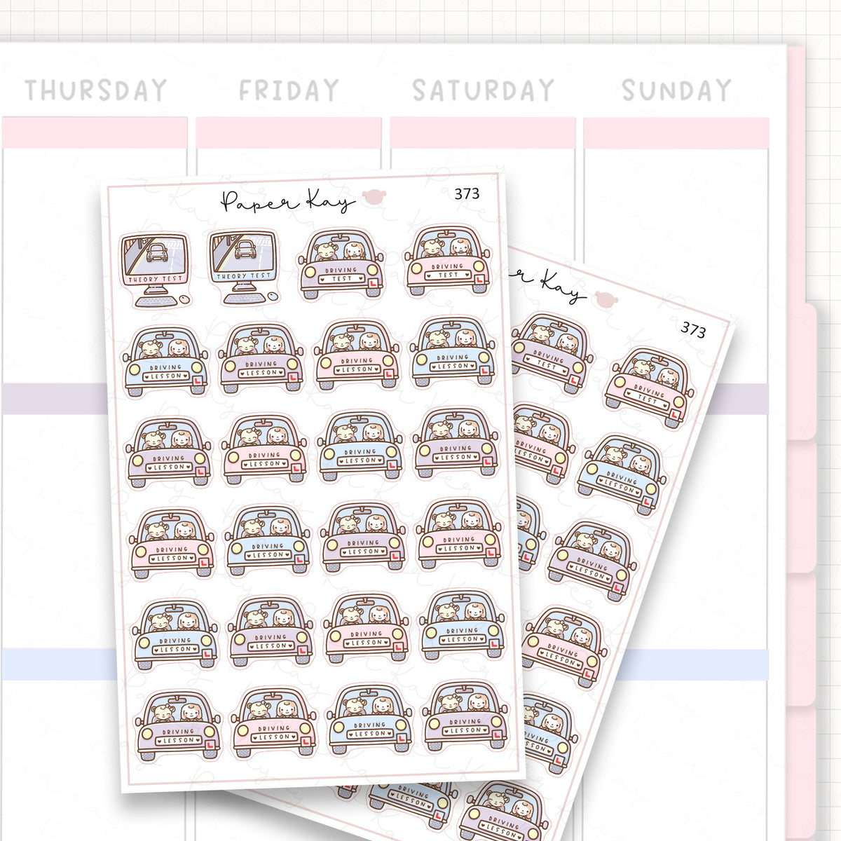 Driving Lesson/Test/Theory Test Sticker Sheet
