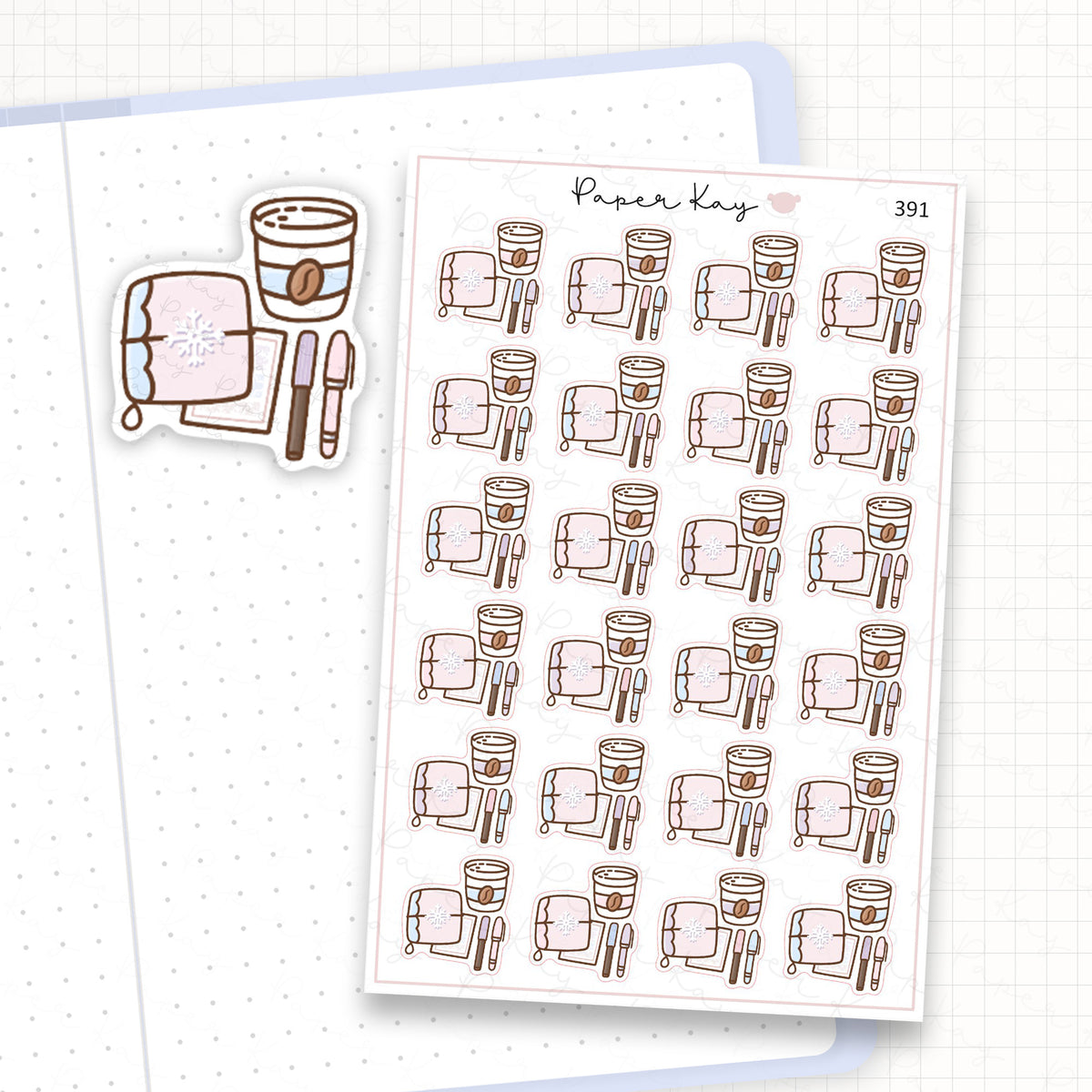 Zoomed in image of the doodles from a character planner sticker sheet.