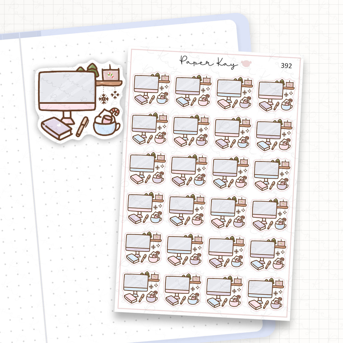 Zoomed in image of the doodles from a character planner sticker sheet.