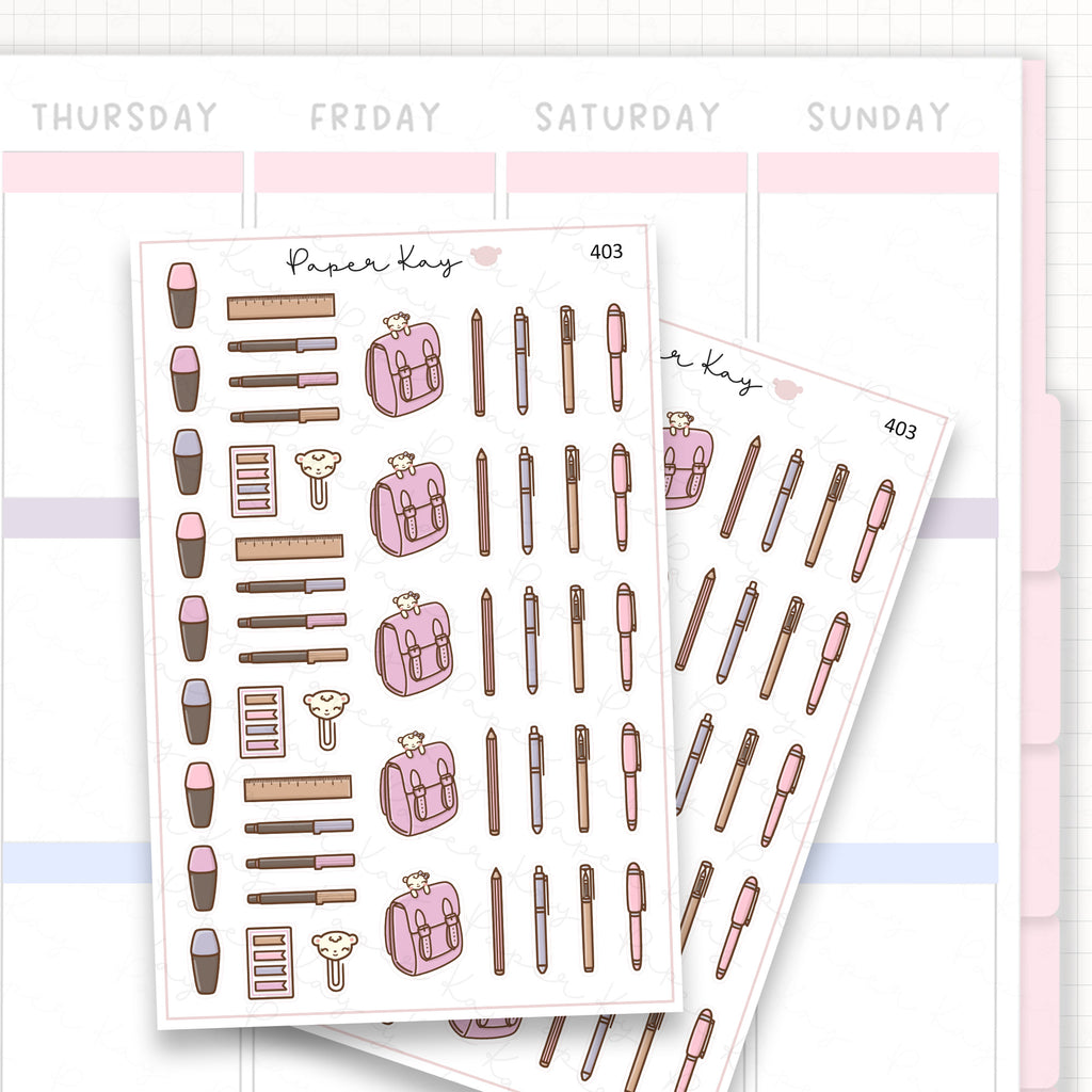 Study Stationery Sticker Sheet