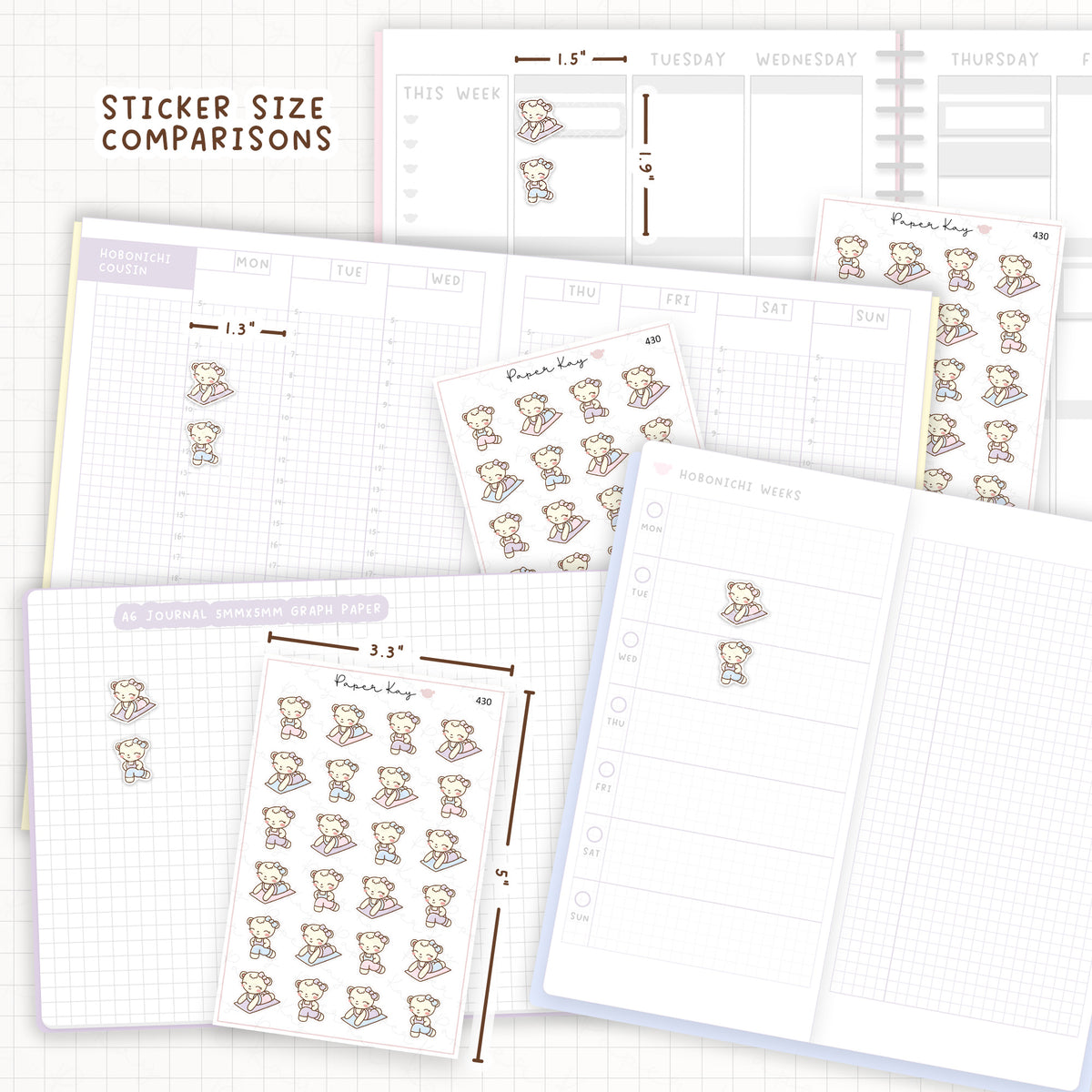 Dot the Bear Stretching Sticker Sheet