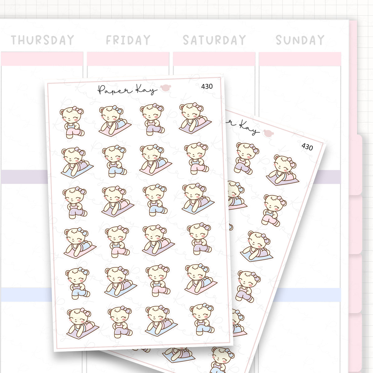 Dot the Bear Stretching Sticker Sheet
