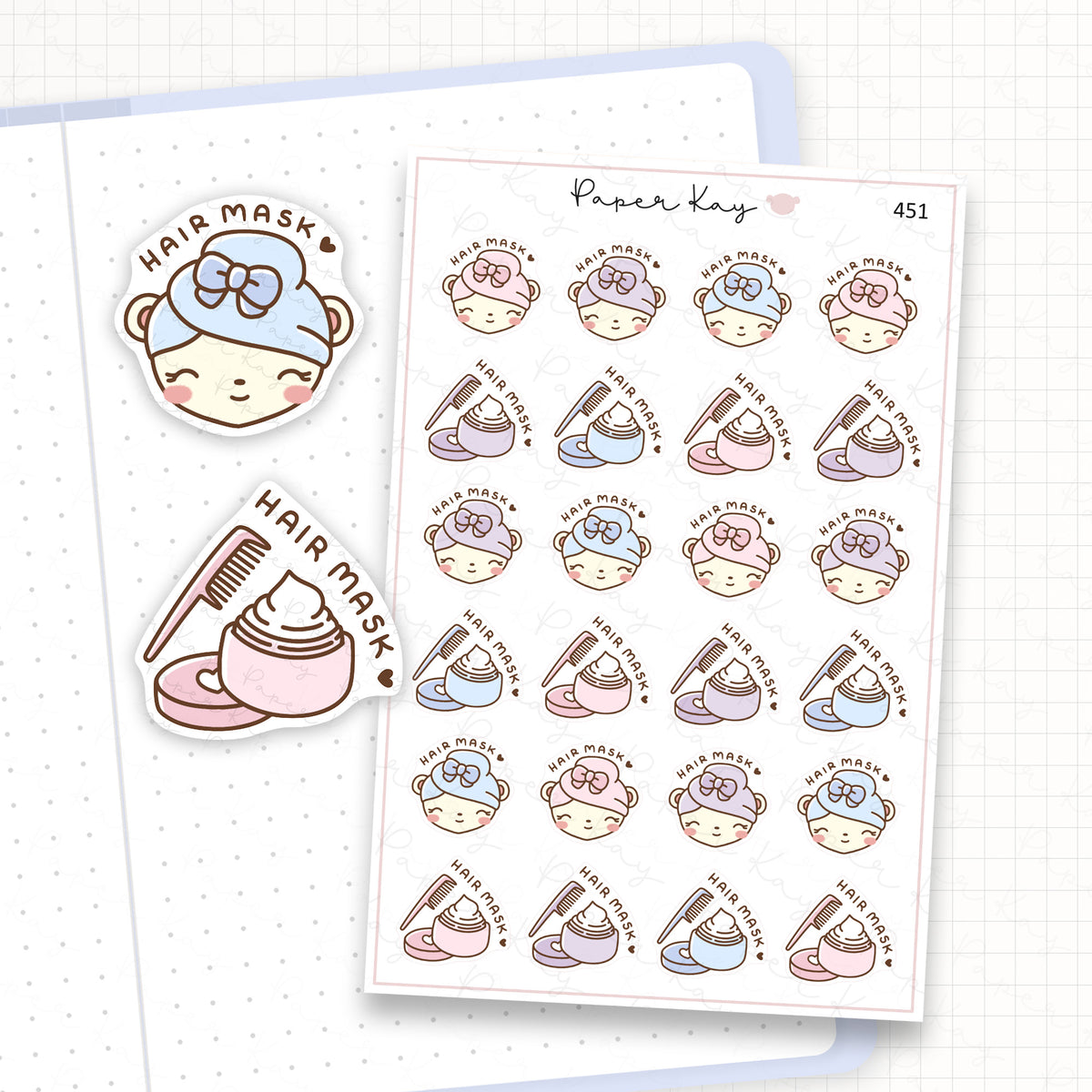 Hair Mask Sticker Sheet