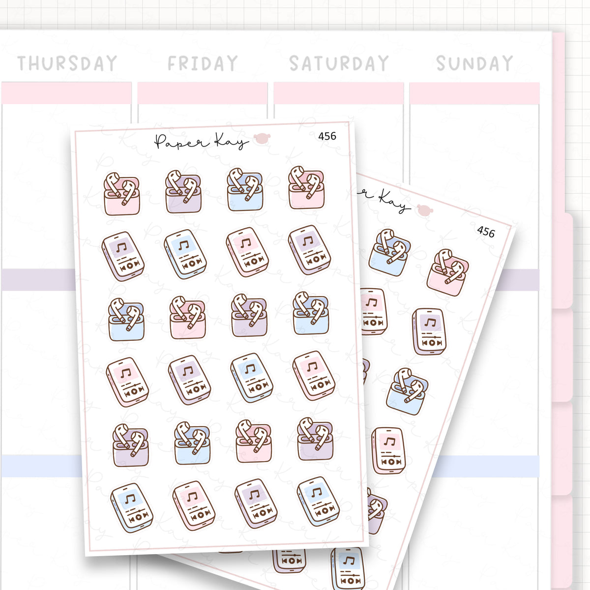 Wireless Earphones/Music Sticker Sheet