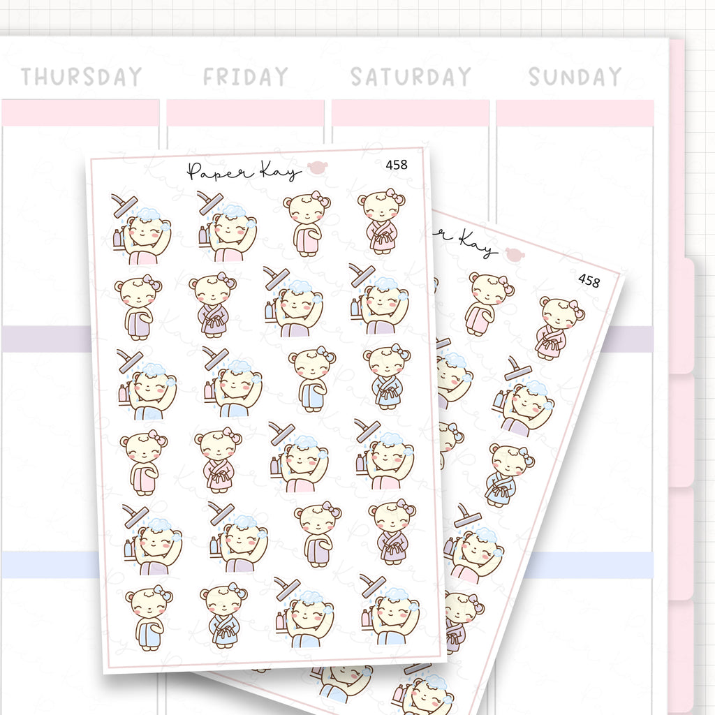 Showering/Washing Hair Sticker Sheet