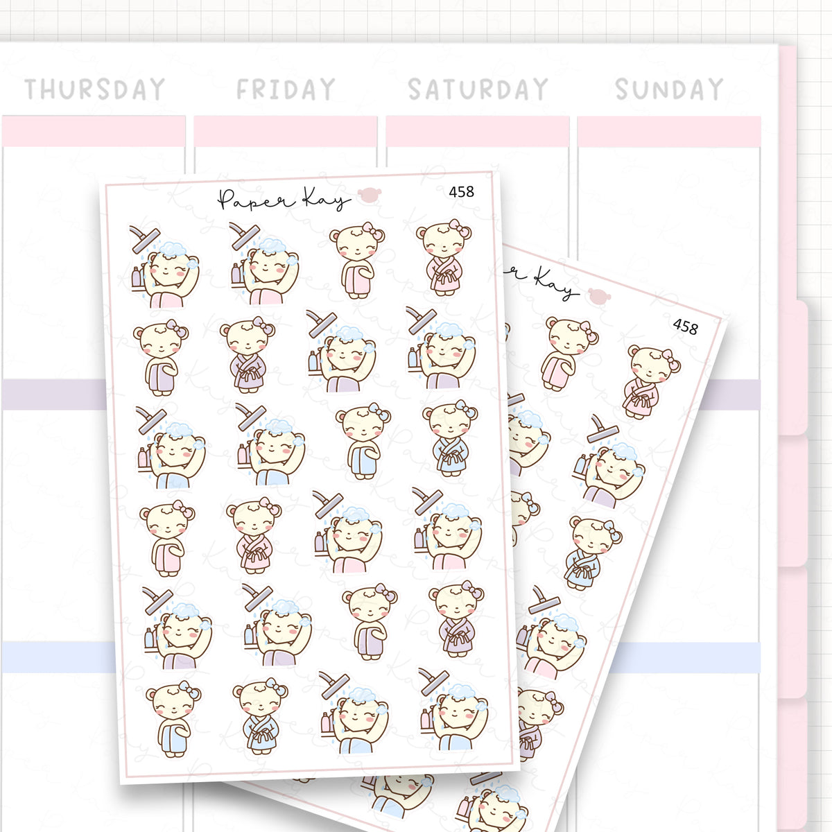 Showering/Washing Hair Sticker Sheet