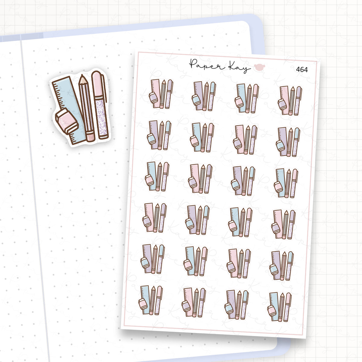 Zoomed in image of the doodles from a character planner sticker sheet.