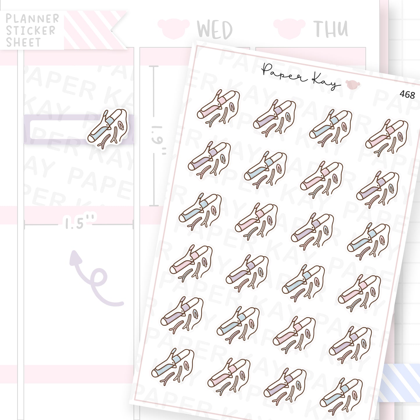 Curling Iron Sticker Sheet