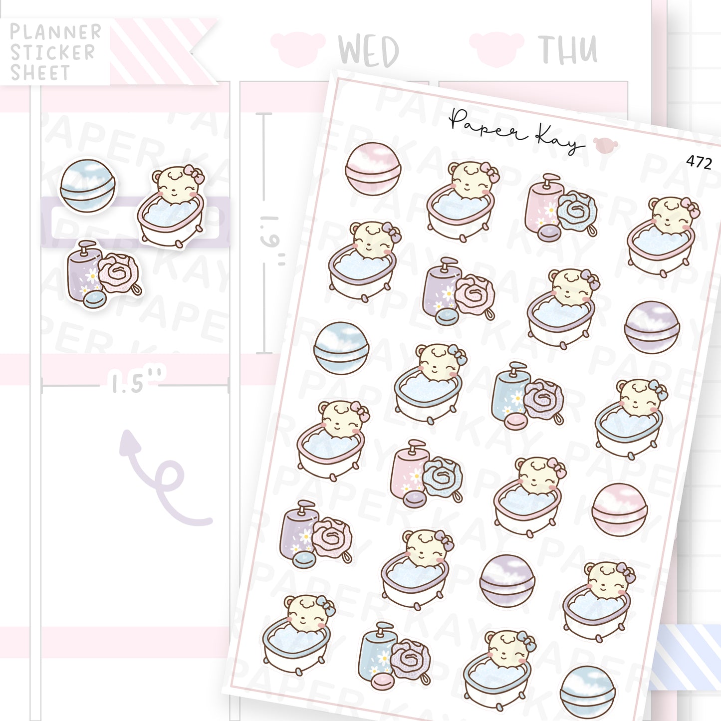 Bathing Sticker Sheet – Paper Kay