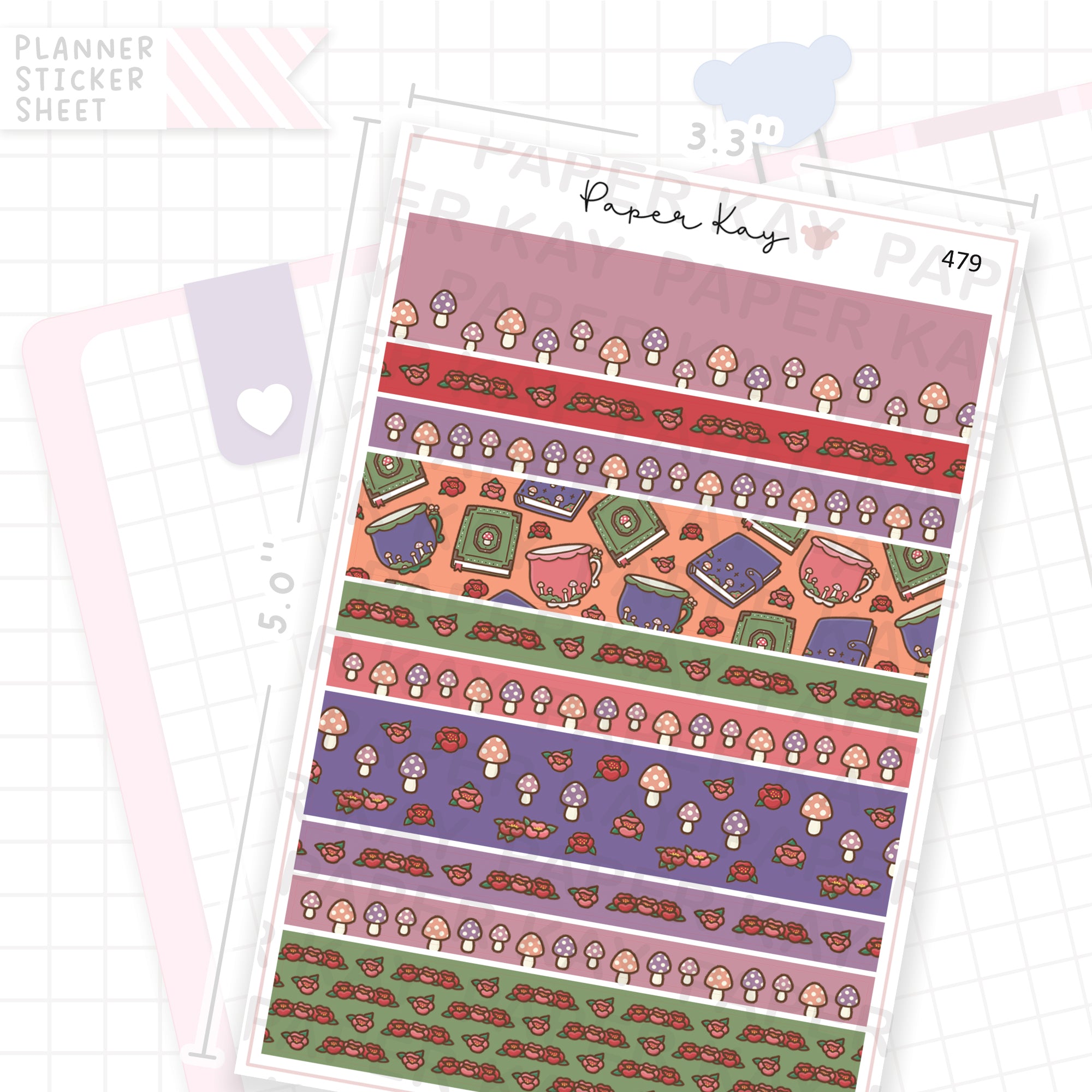 Toadstool Washi Strip Sticker Sheet