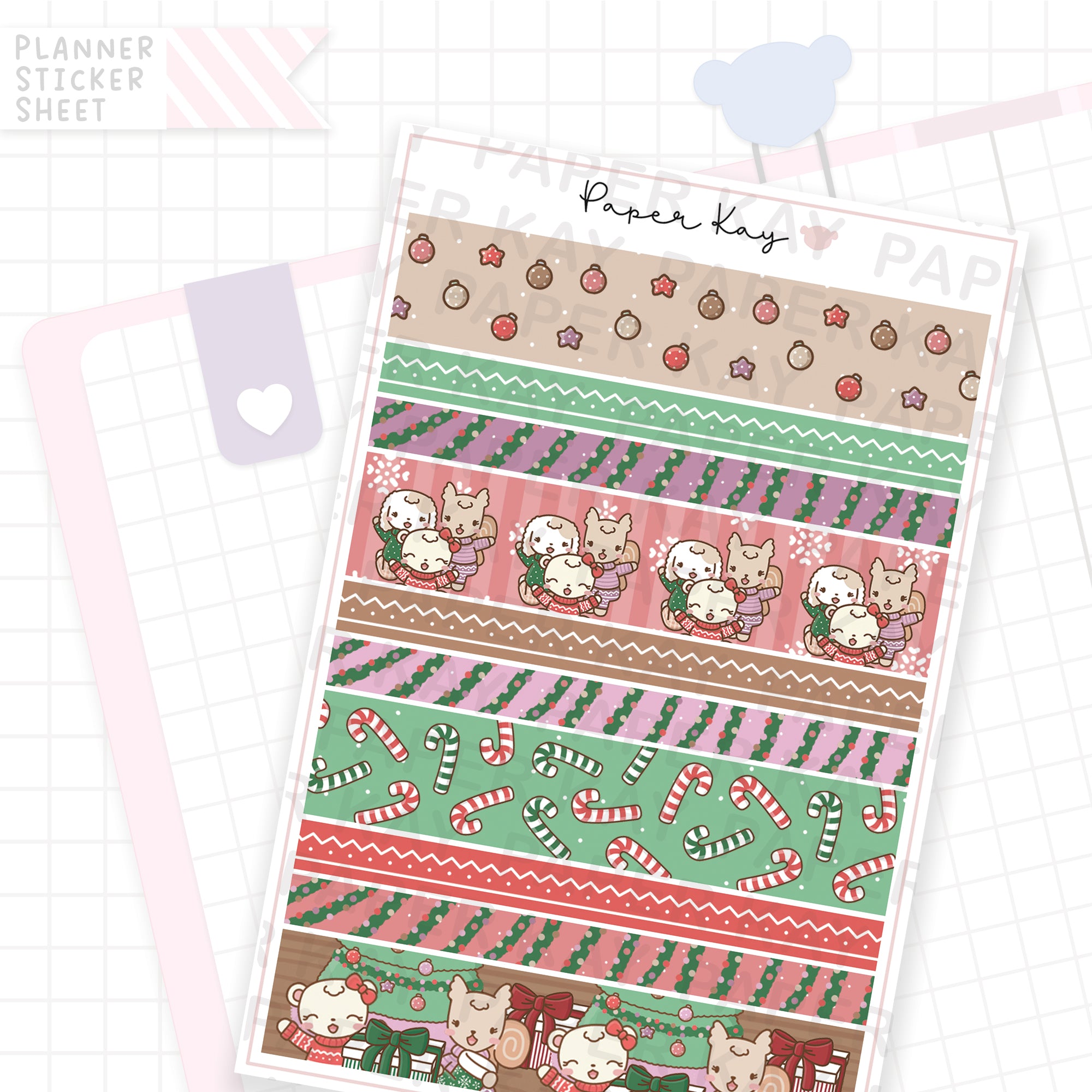 Xmas Friends Washi Strip Sticker Sheet