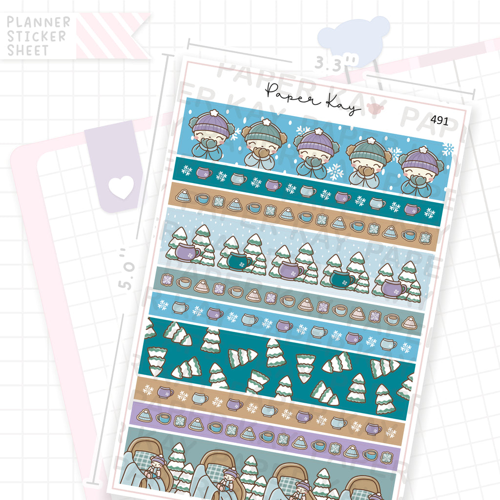 Cosy Washi Strip Sticker Sheet