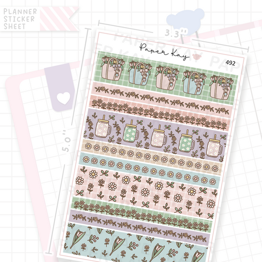 Early Spring Washi Strip Sticker Sheet