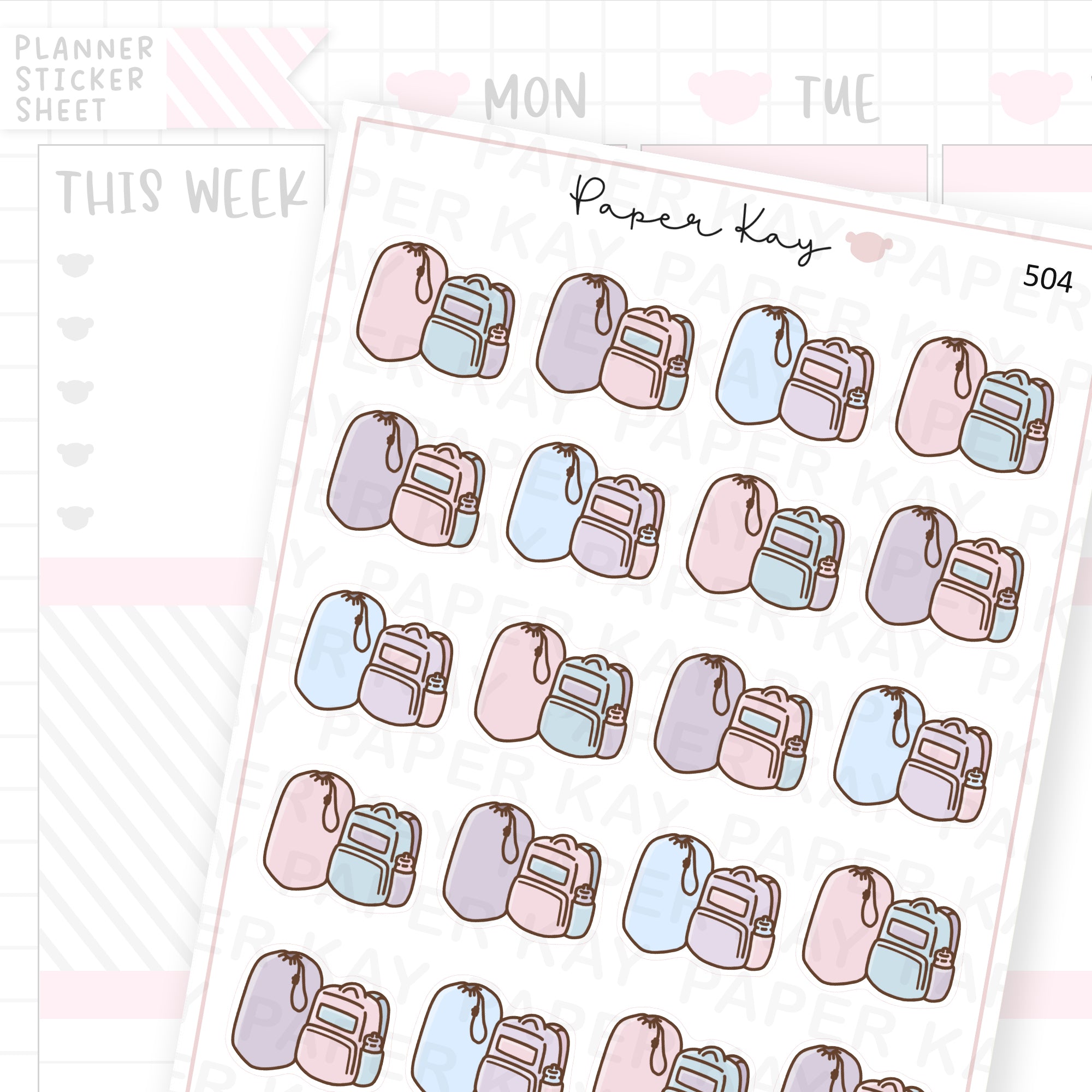 Sleeping bag + Backpack Sticker Sheet