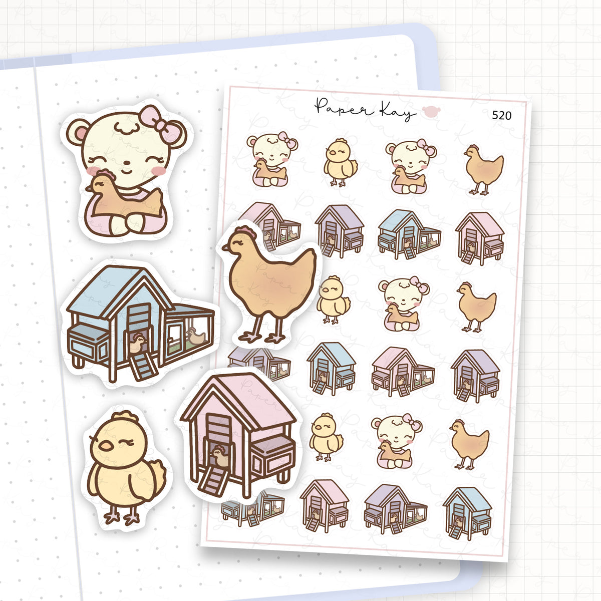Zoomed in image of the doodles from a character planner sticker sheet.