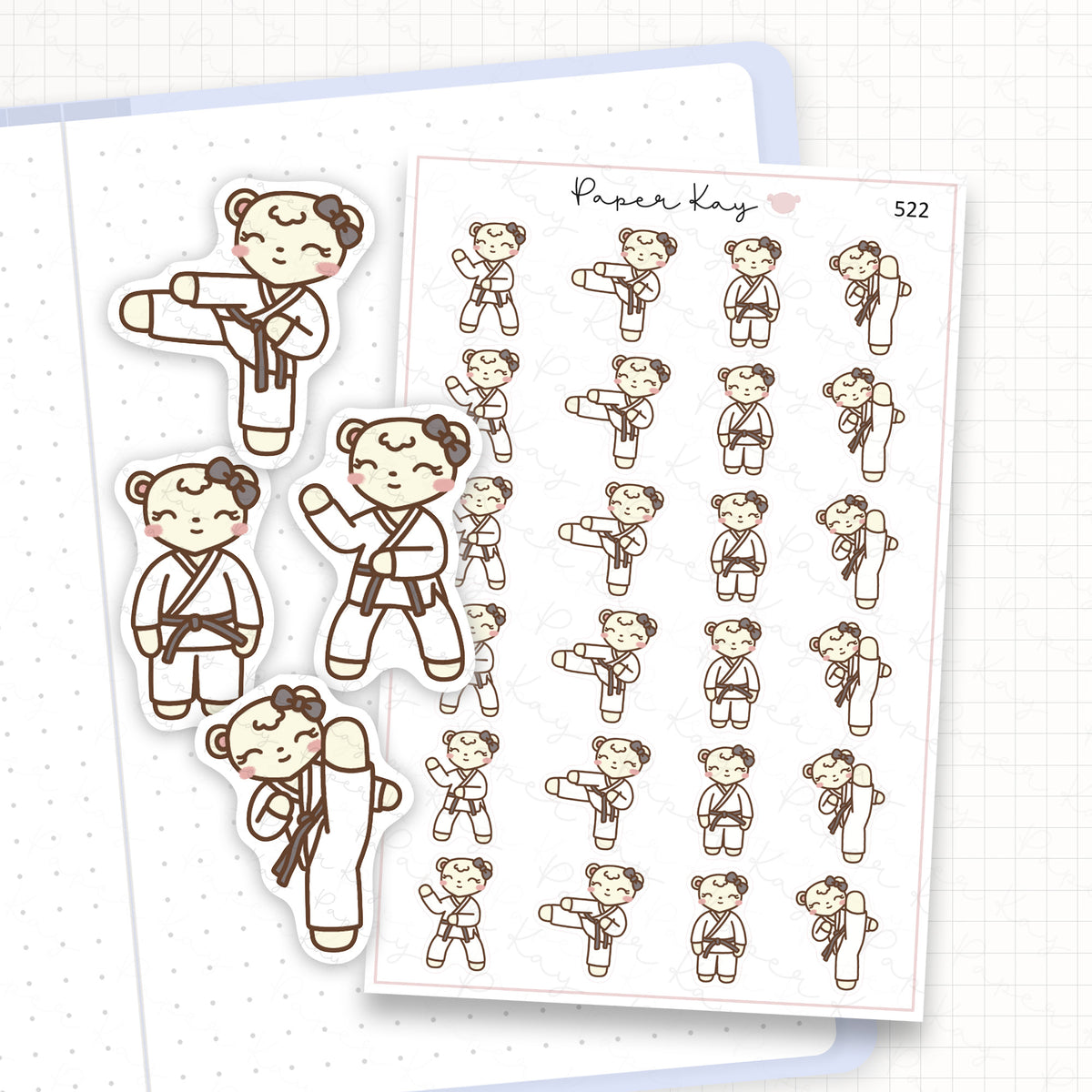 Zoomed in image of the doodles from a character planner sticker sheet.