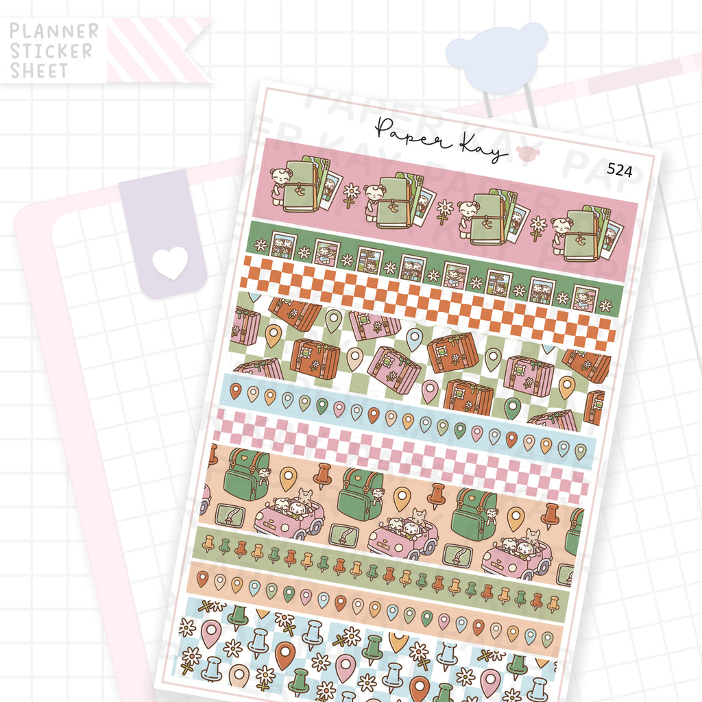 Road Trip Washi Strip Sticker Sheet