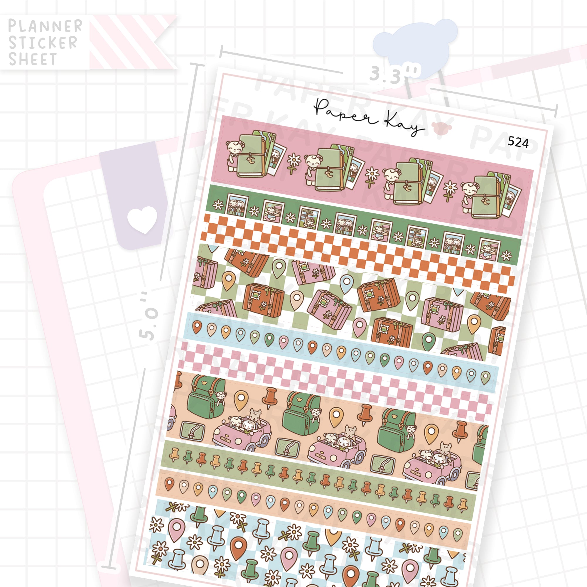 Road Trip Washi Strip Sticker Sheet