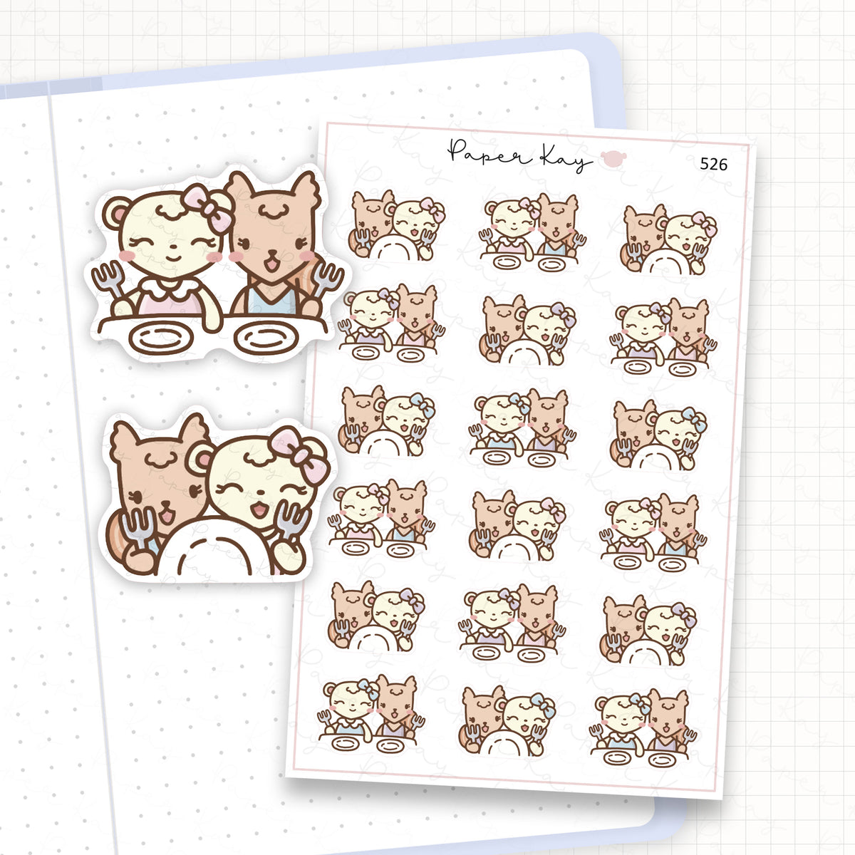 Zoomed in image of the doodles from a character planner sticker sheet.