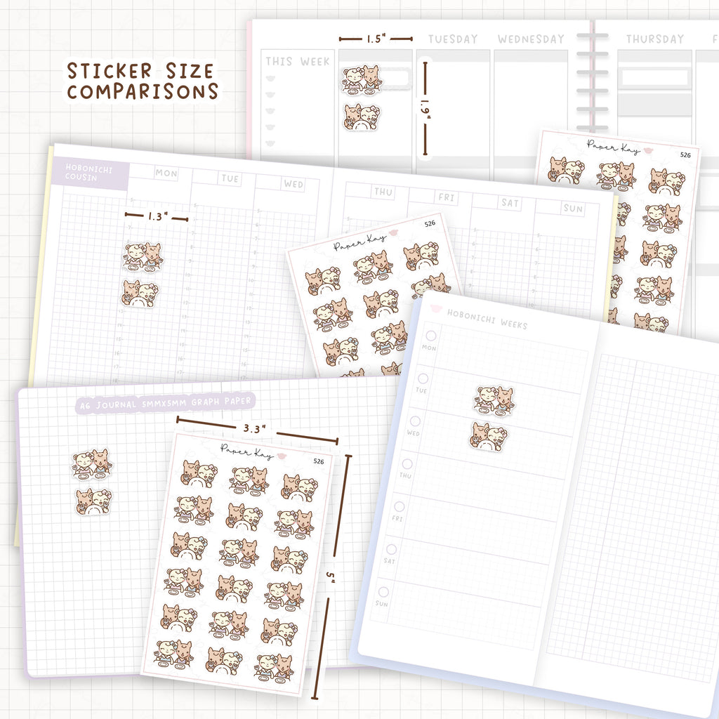 Sticker size comparisons against existing different sized planners.