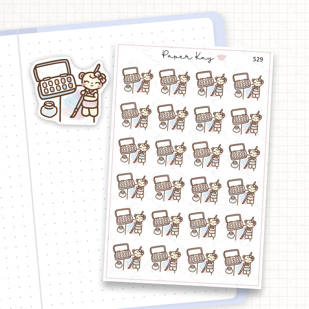 Zoomed in image of the doodles from a character planner sticker sheet.