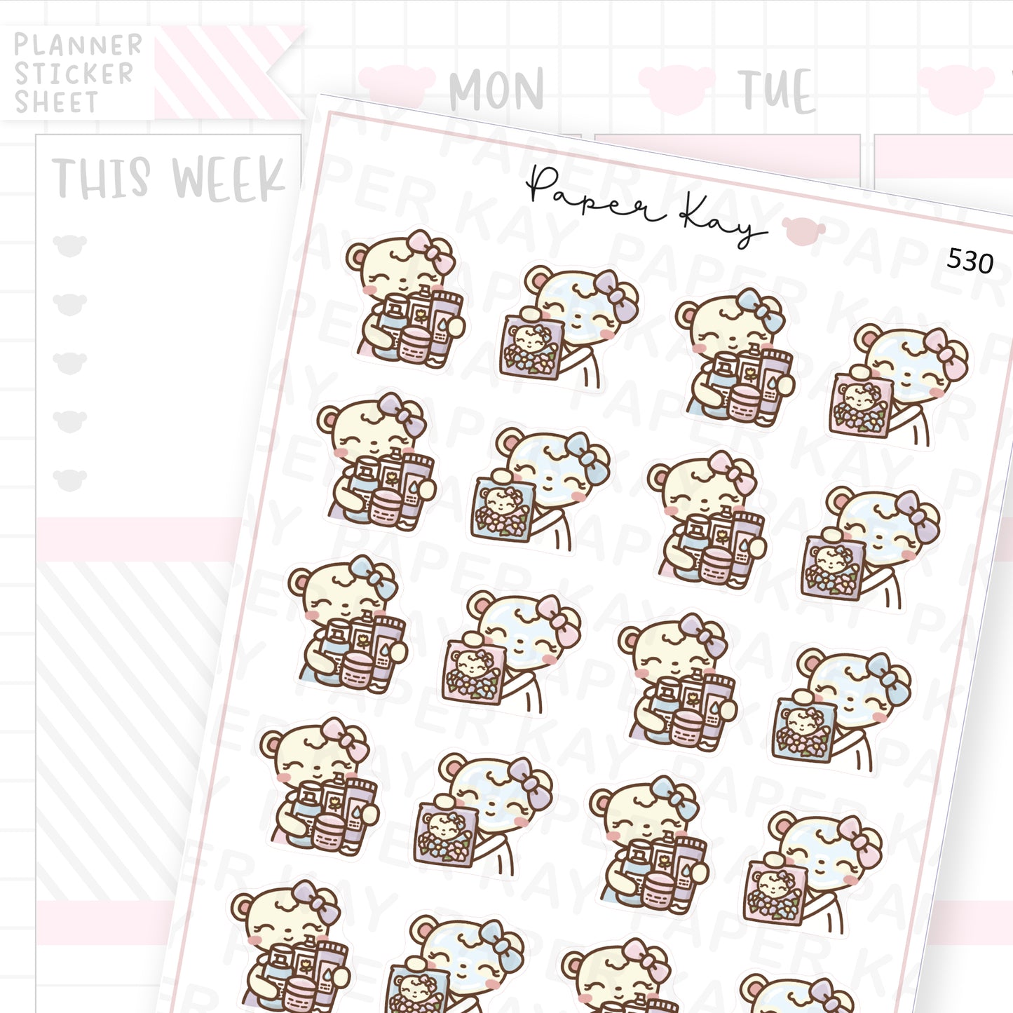 Dot the Bear Skin Care Sticker Sheet