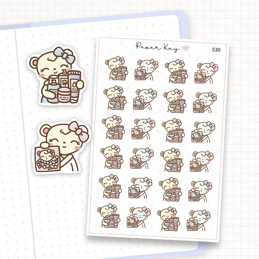 Zoomed in image of the doodles from a character planner sticker sheet.