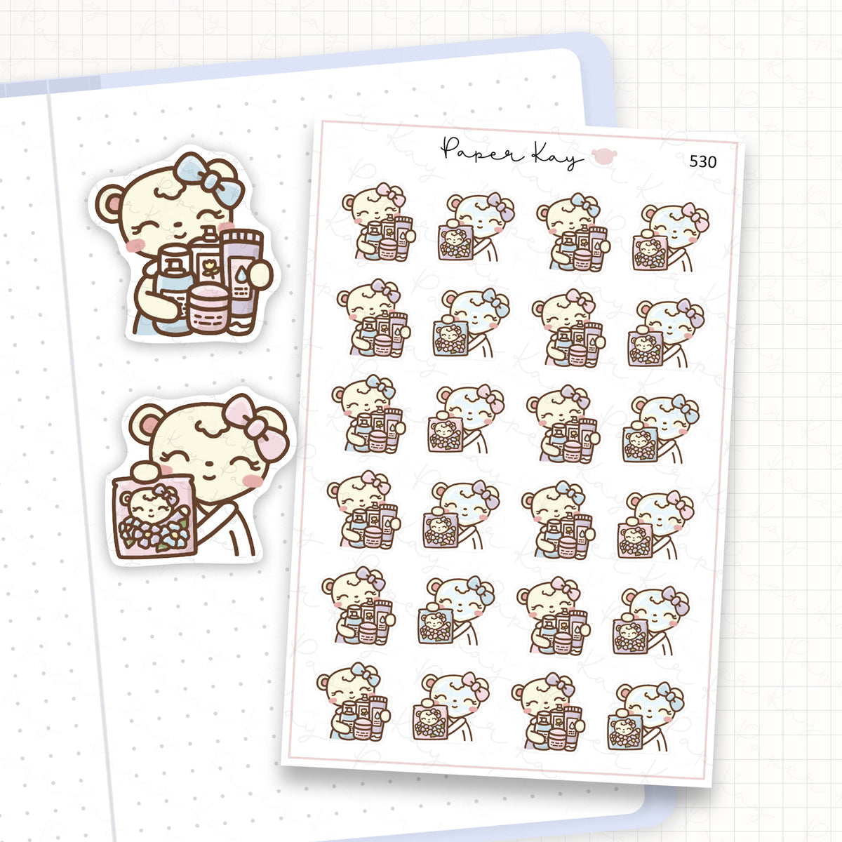 Zoomed in image of the doodles from a character planner sticker sheet.