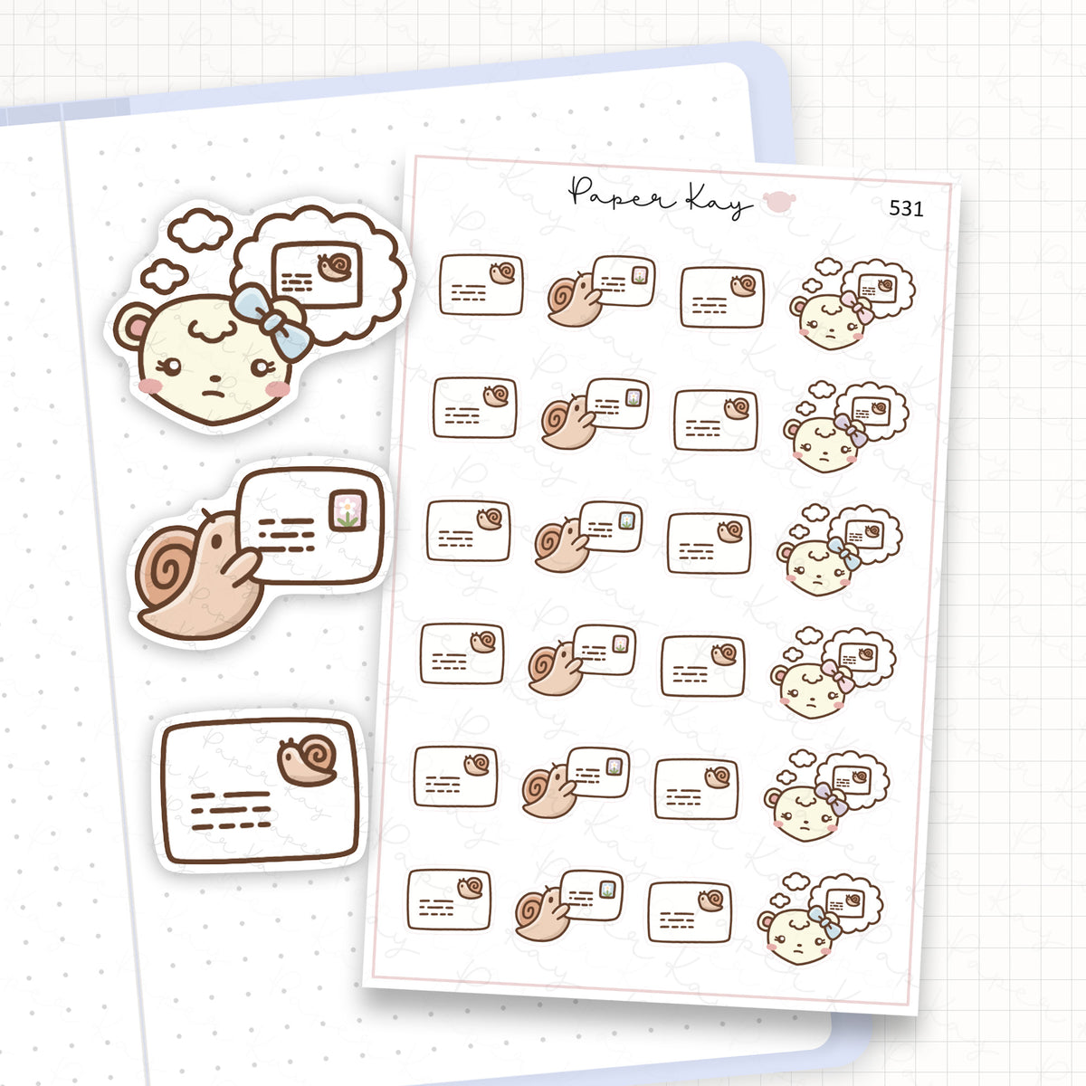 Zoomed in image of the doodles from a character planner sticker sheet.