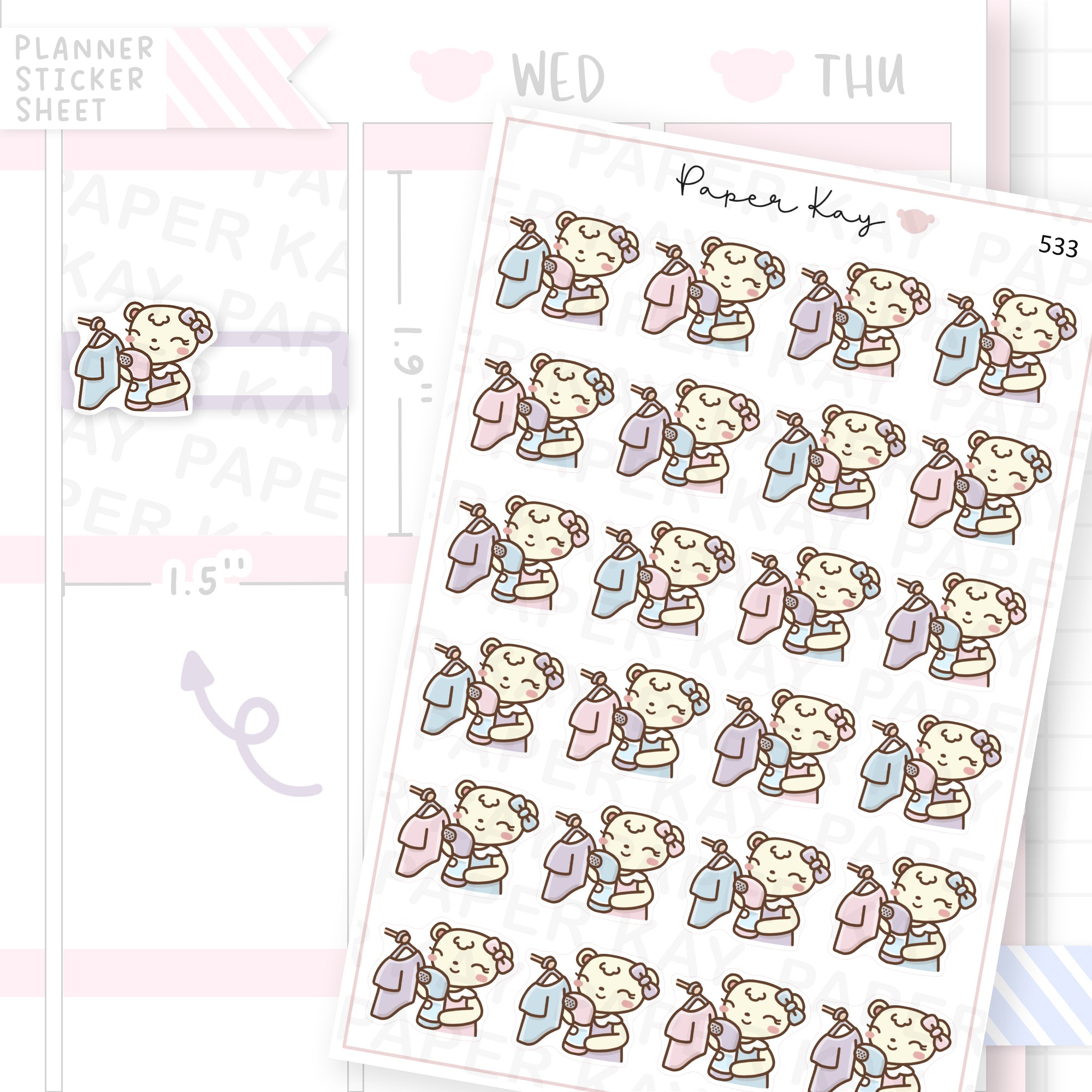 Steam Iron Clothes Sticker Sheet