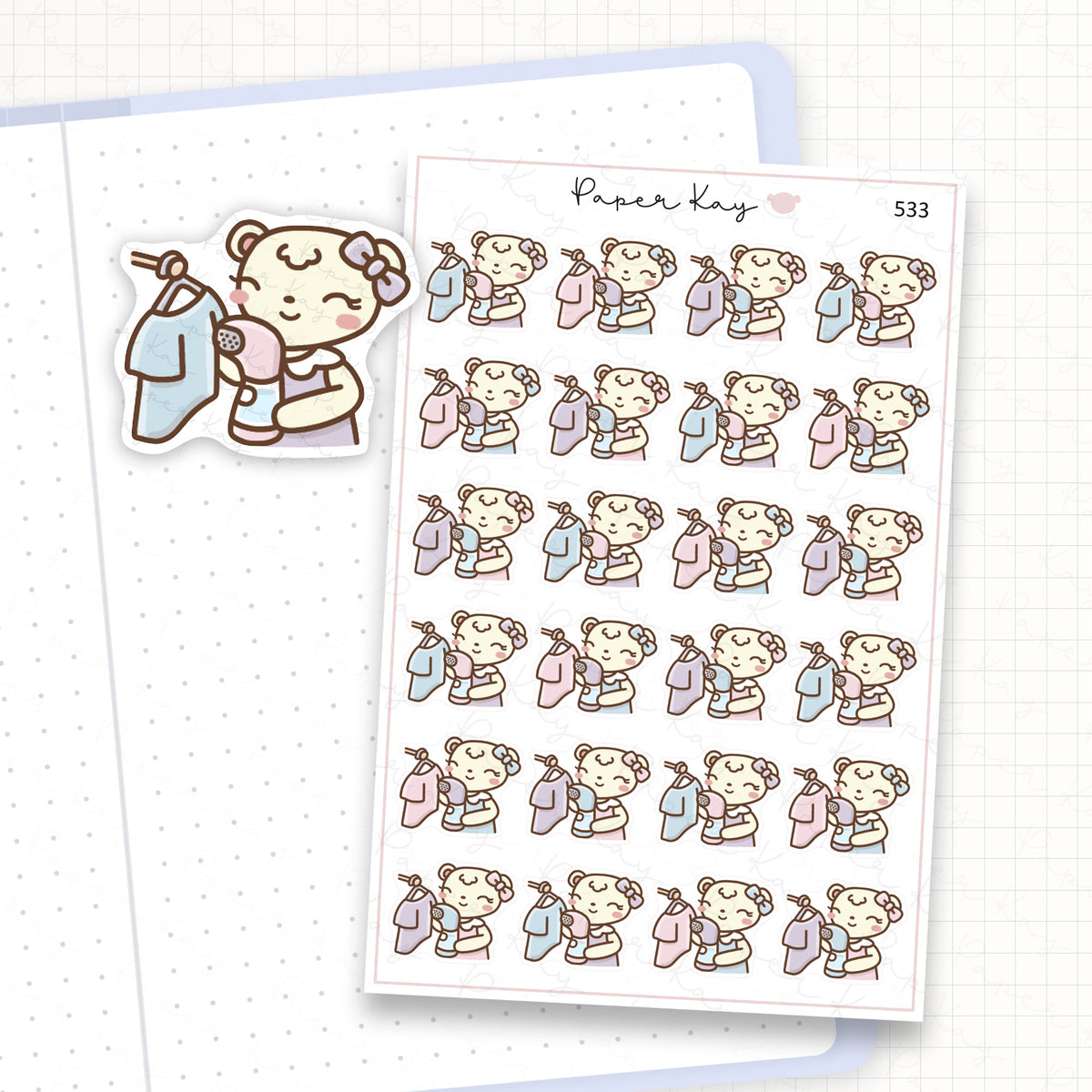 Zoomed in image of the doodles from a character planner sticker sheet.