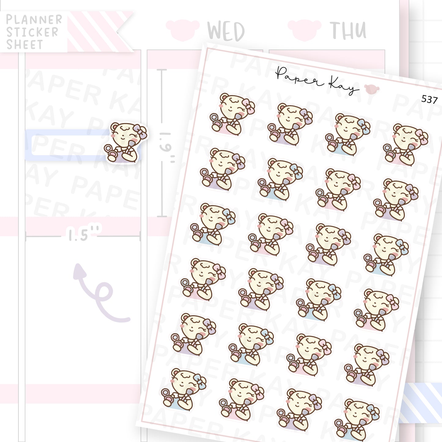 Dot the Bear Applying Makeup Sticker Sheet