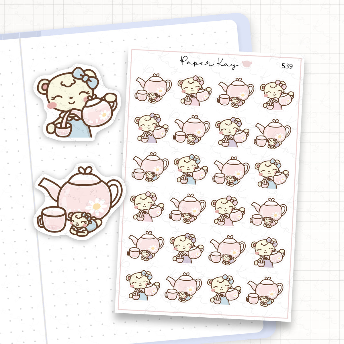 Zoomed in image of the doodles from a character planner sticker sheet.