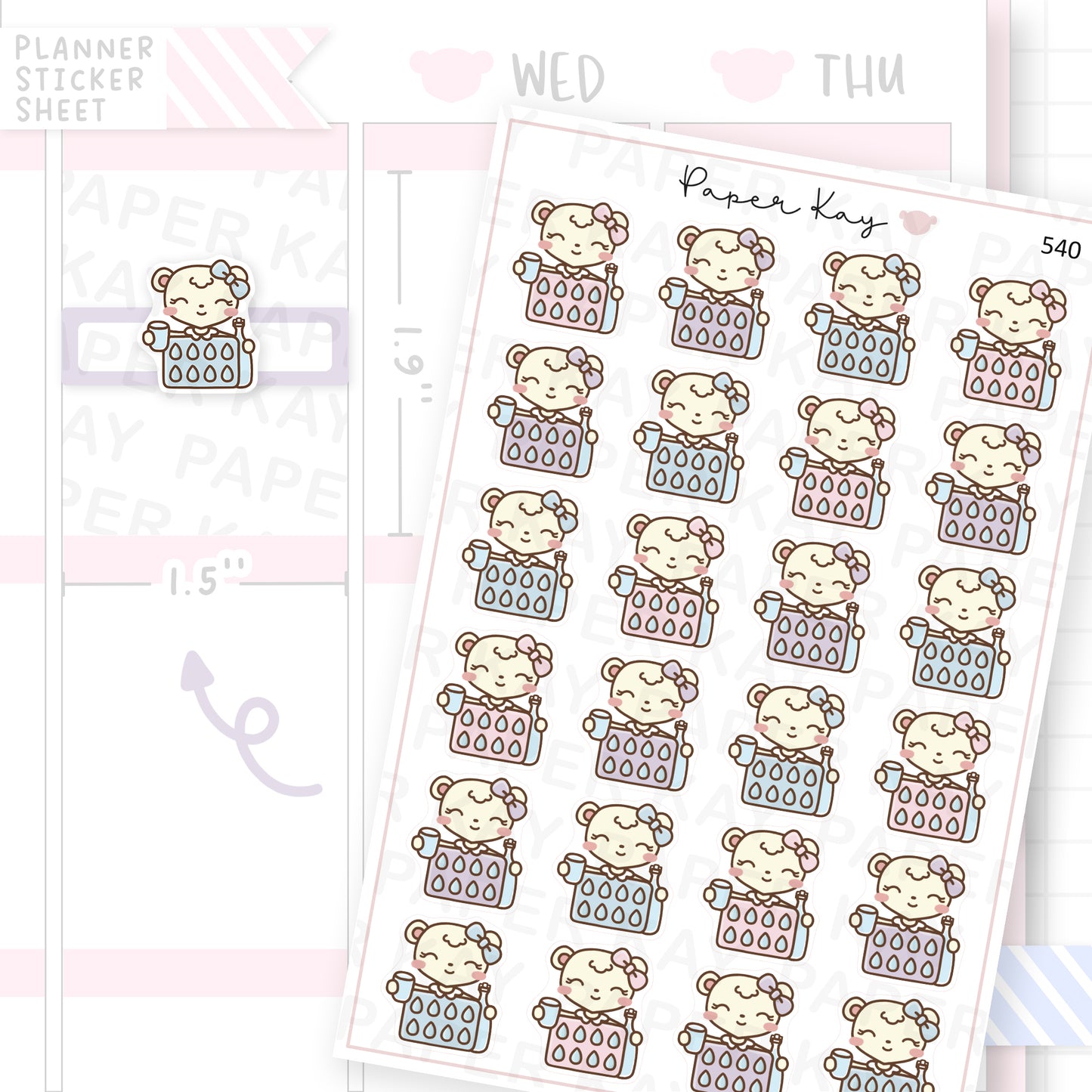 Dot the Bear Water Tracker Sticker Sheet