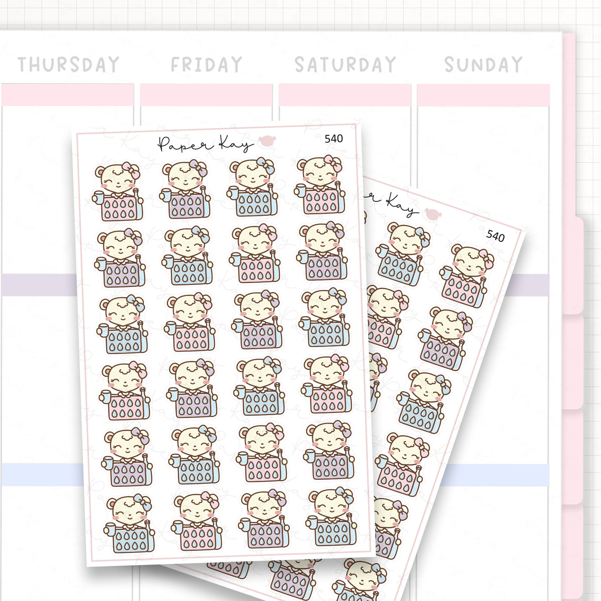 Dot the Bear Water Tracker Sticker Sheet