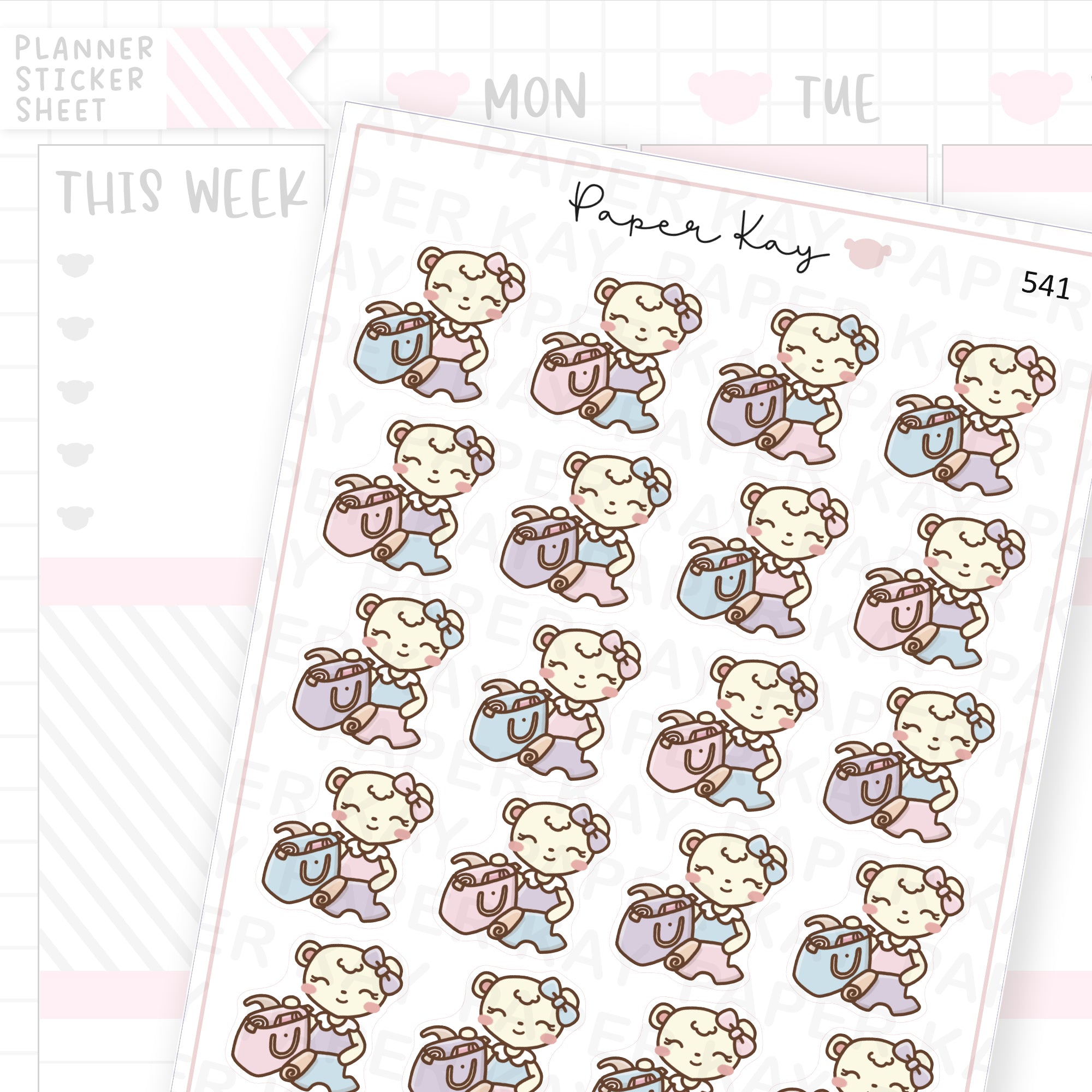 Dot the Bear Packing a Bag Sticker Sheet