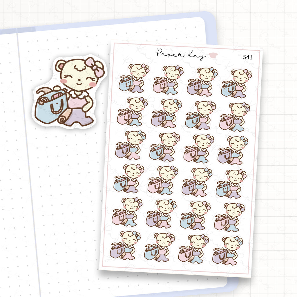 Dot the Bear Packing a Bag Sticker Sheet