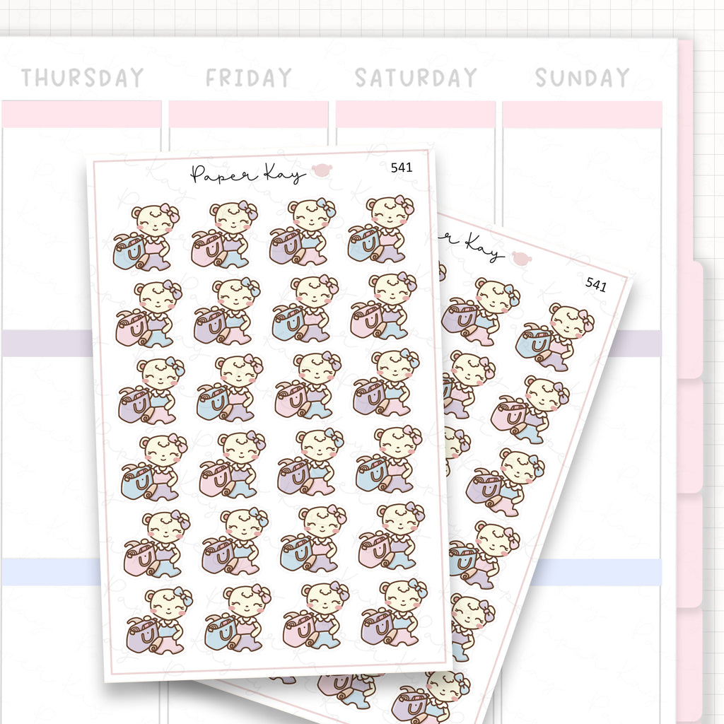Dot the Bear Packing a Bag Sticker Sheet